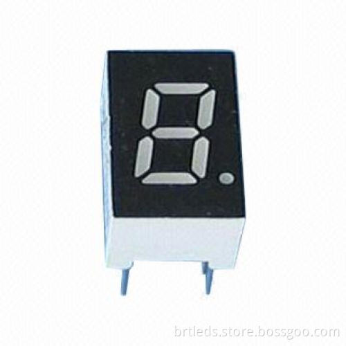 Single digit 7-segment LED display, 0.36-inch, green, common anode, white segment and black face